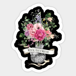 Brain Floral, Mental Health Matters 1 Sticker